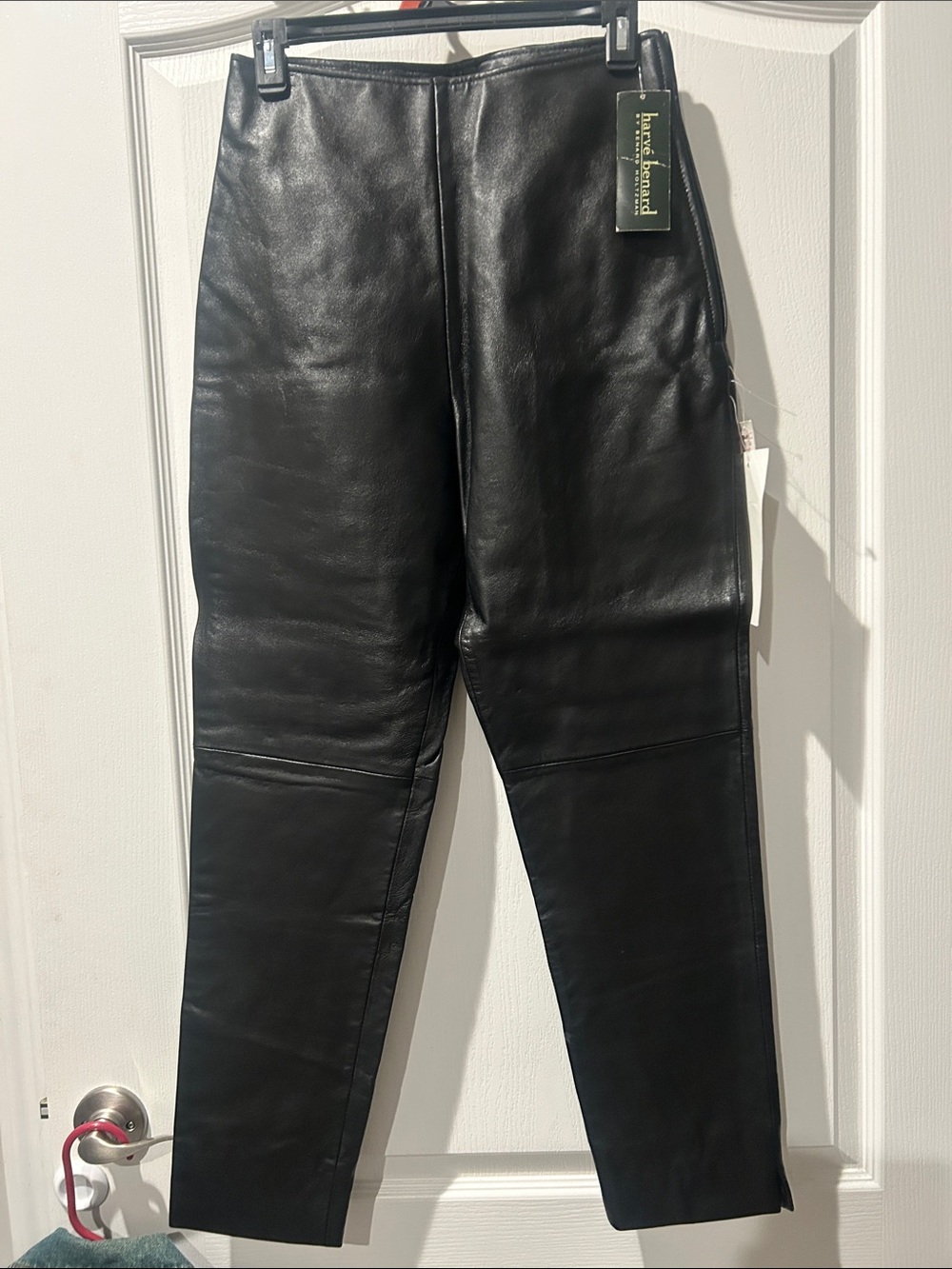 New Vtg gorgeous sexy Harve Benard Black genuine Leather Pants lined size 4pl